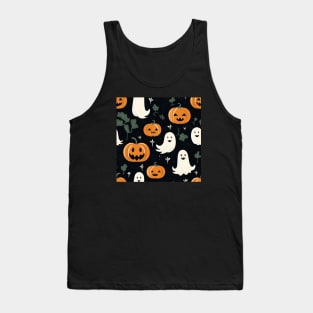 Ghost and pumpkins Halloween pattern Tank Top